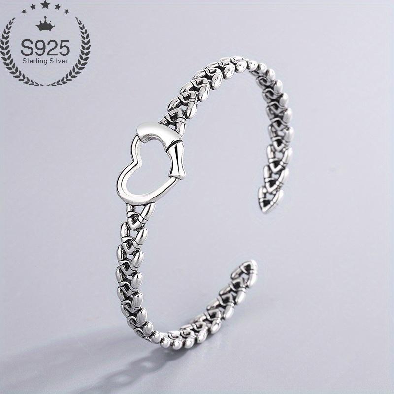 Vintage Woven Bracelet for Women, Heart-shaped Chain Design Bracelet