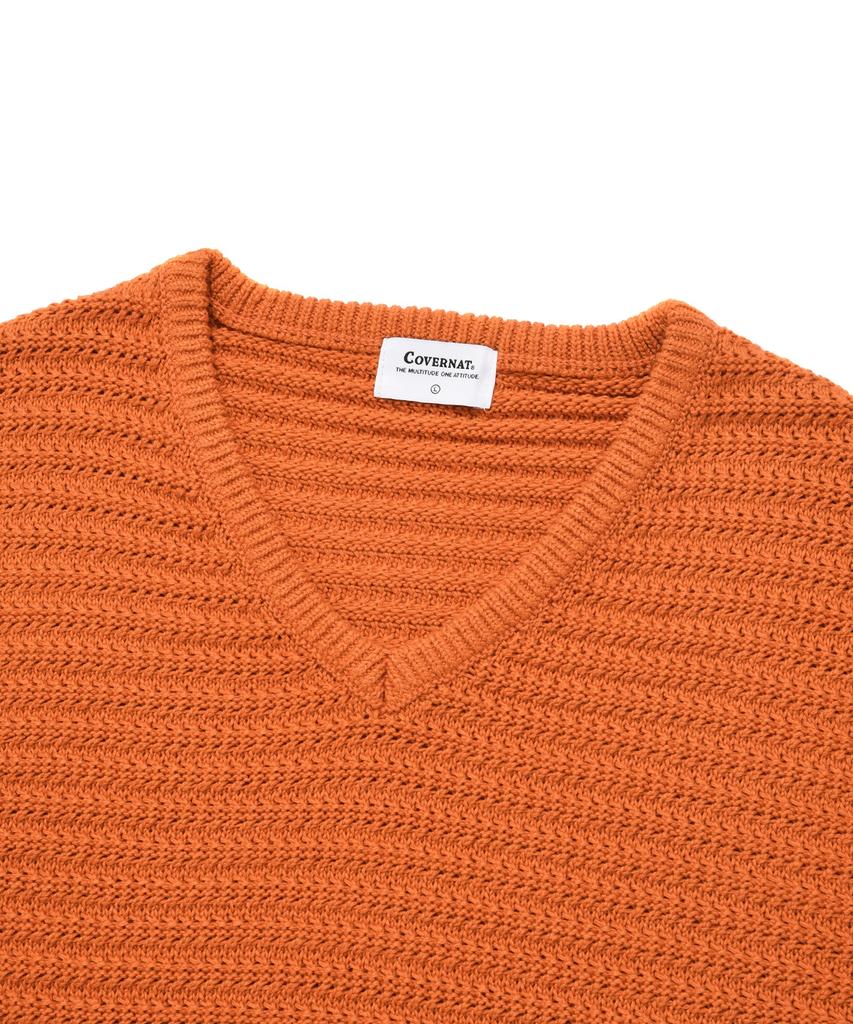 Covernat V-Neck Knit Vest Orange