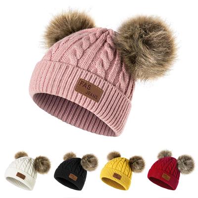 New Kid Hat Children Double Pompom Winter Hat  Cute Knitted Hat For Girls Boys Casual Girls Hat Baby Beanie Cap
