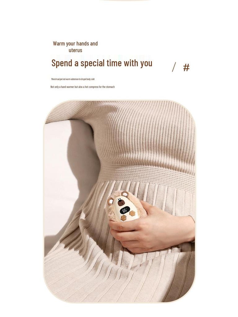 Xin Bai Lu Portable Plush Hand Warmer: Digital Display, Rechargeable Lithium Battery, Ideal Student Companion & Gift