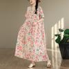 DIMANAF New 2026 Sundress Women Plus Size Summer Casual Print Long Dress Cotton Loose Oversize Maxi Floral Beach Holiday
