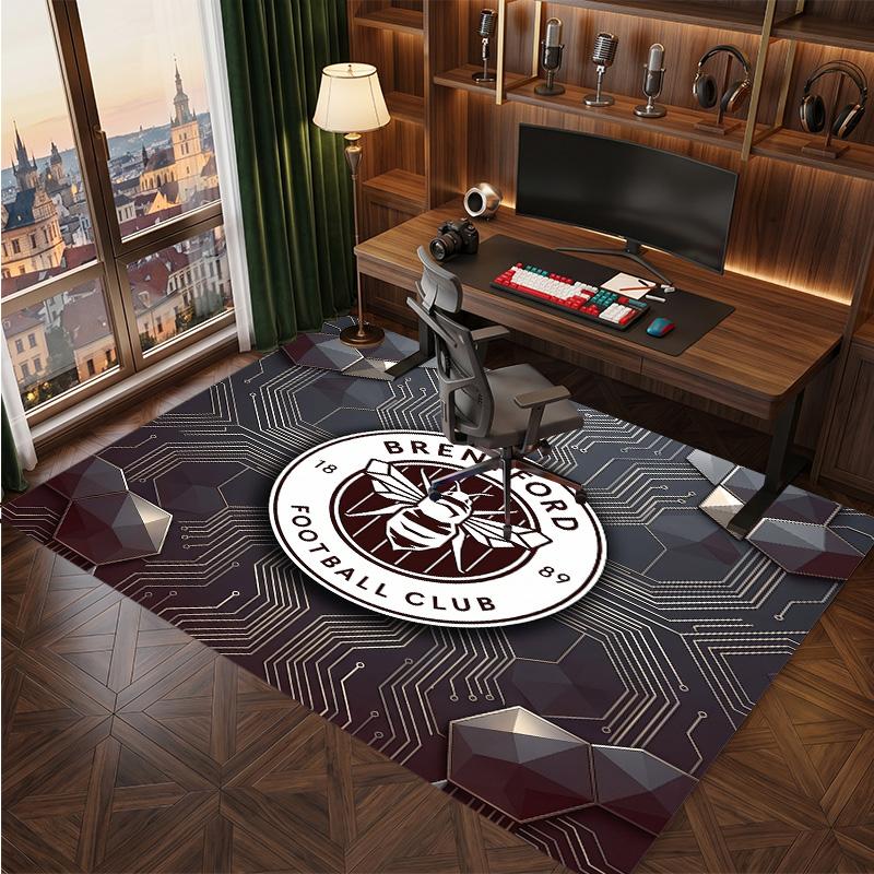Brentford Football Print Crystal Velvet Rug, Comfortable Water Absorbent Non Slip Indoor Floor Carpet