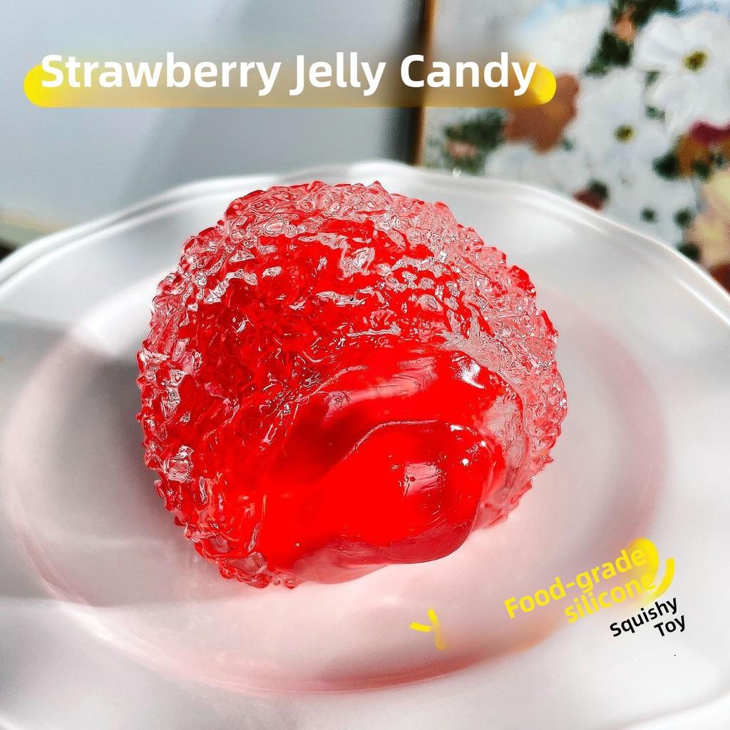 Food Grade Silicone Strawberry Centered Jelly Candy Stress Relief Toy For Kids And Teens