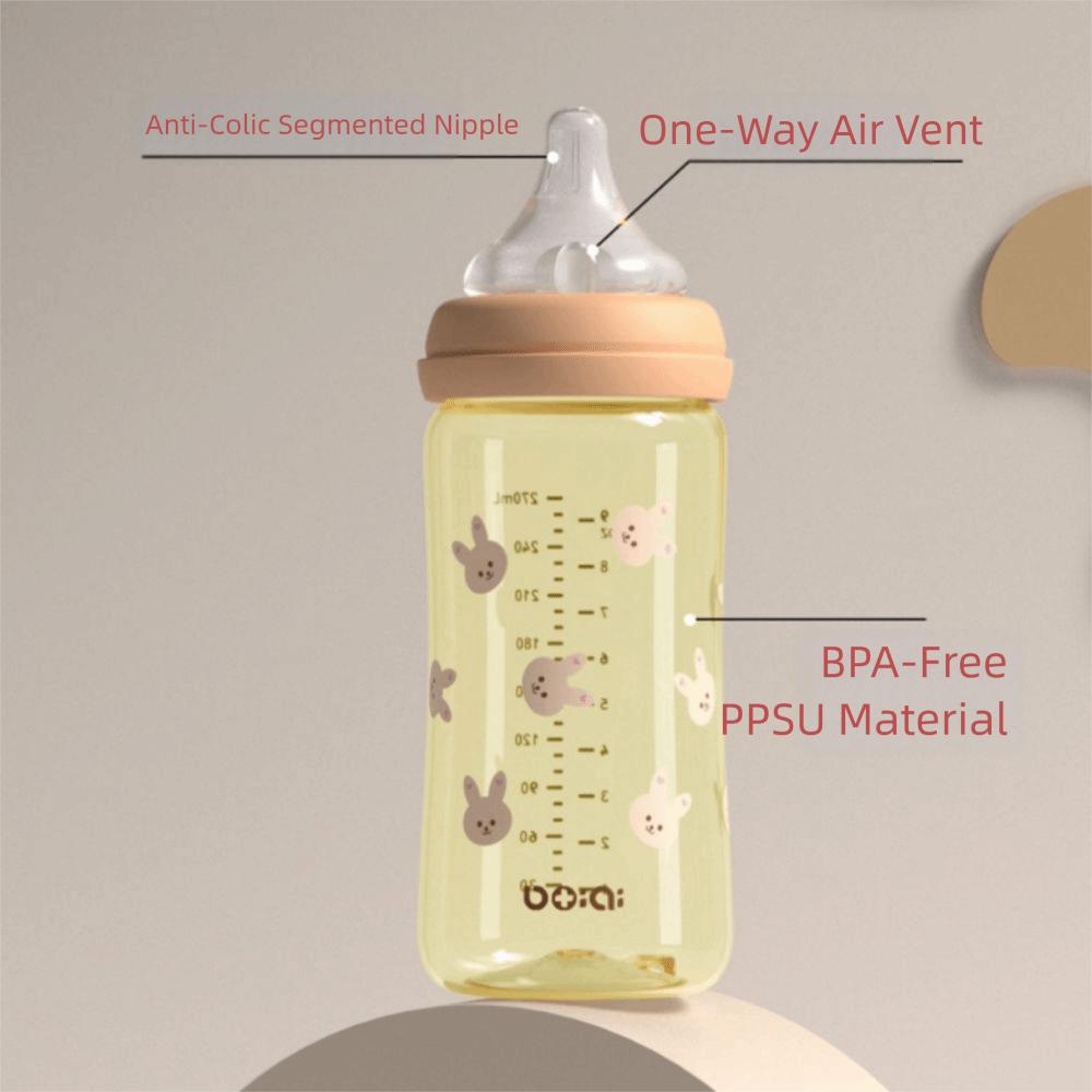 Food Grade Baby Milk Bottle PP Baby Bottle With Handle 270ml Baby Bottle  Feeding Supplies
