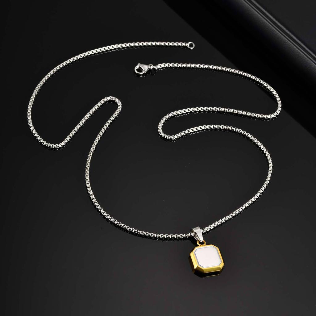 Stainless Steel Square Pendant Men, Sweater Stacked Necklace, Natural Tiger Eye Sweater Chain Nc-892