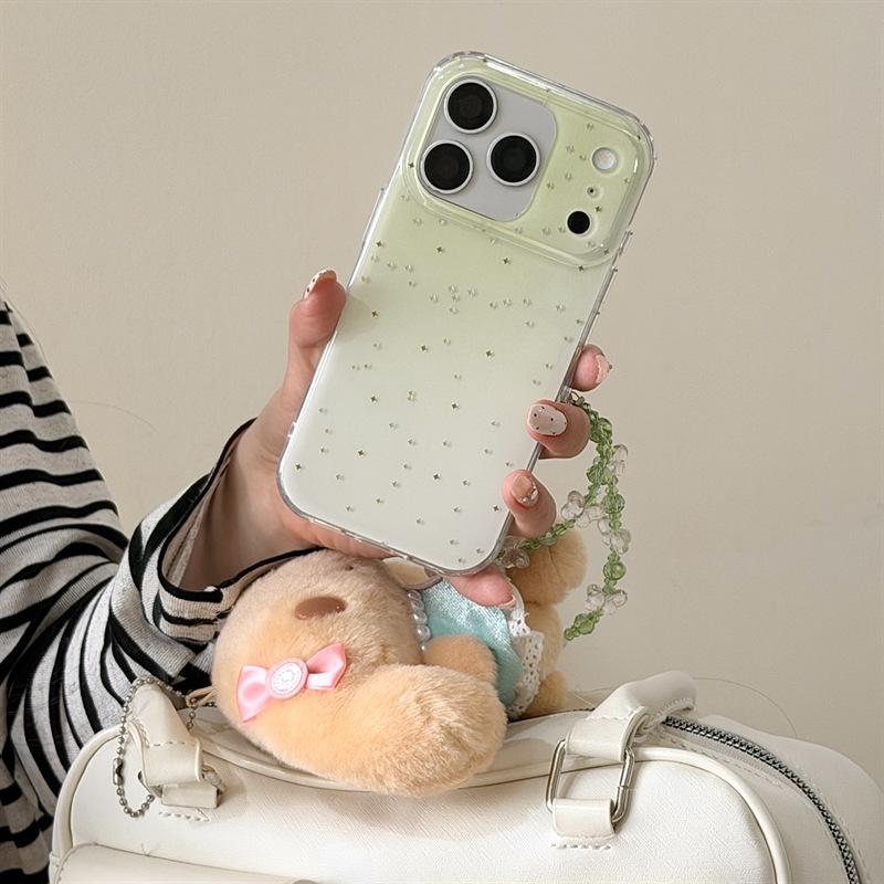Gradient Green Stars Case for iPhone 17/16 Pro Max/15 Pro - High-End Feel