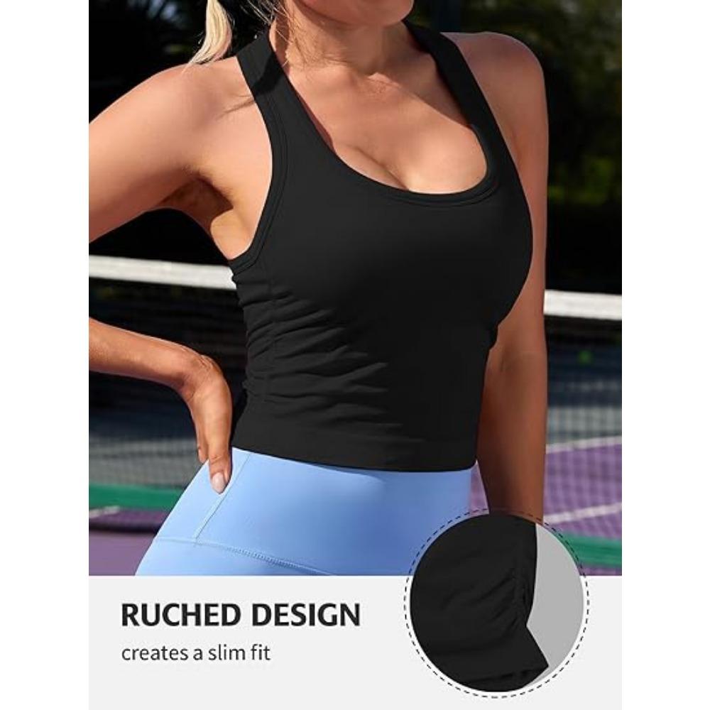 CHARMLEAKS Ostrihané cvičebné topy pre ženy Nohavé tielka s úzkym bokom všité do podprsenky Athletic Yoga Gym Top