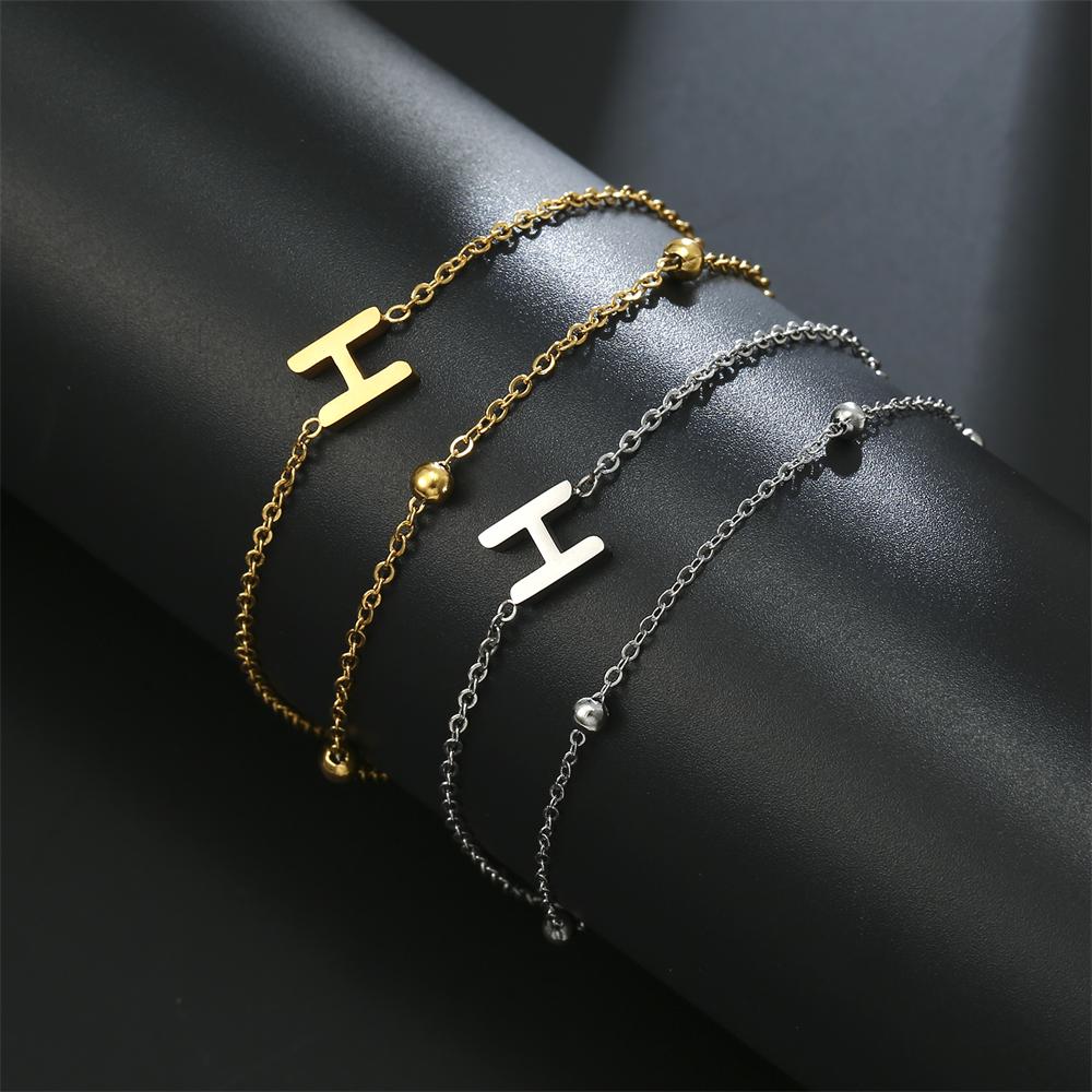 Cazador Stainless Steel Initial Letter Double Chains Bracelet for Women A-Z Alphabet Jewelry 2026 Bracelet On Hand Birthday Gift