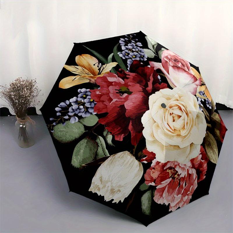 Floral Elegance: A Classic Bouquet Design for Your Home DecorUmbrella, Portable 3-Fold Compact Umbrella for Men & Women Gift