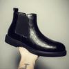 Autumn WinterNew Chelsea Men's Boots British Retro Style Solid-Color Anti-slip Soft Leather Men's Shoes Mid-top Ankle Boots