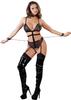 Cottelli Bondage - Sexy Bodysuit with Open Bust Cuffs and Crotch L