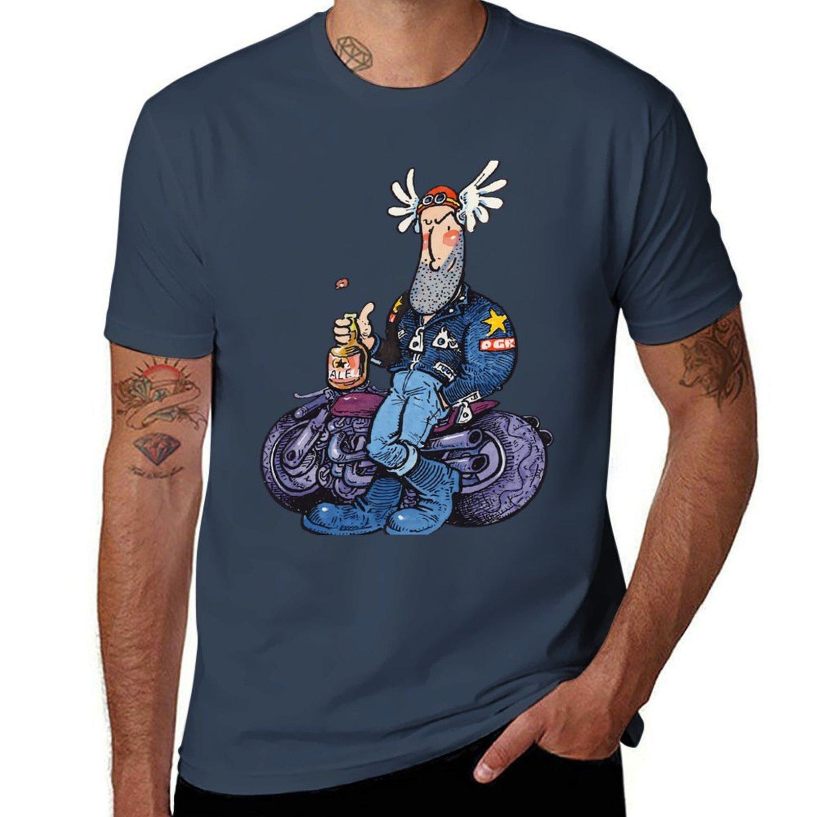 

Ogri Classic Comic Biker with Ale T-Shirt customs Funny t-shirts mens t shirts top quality S