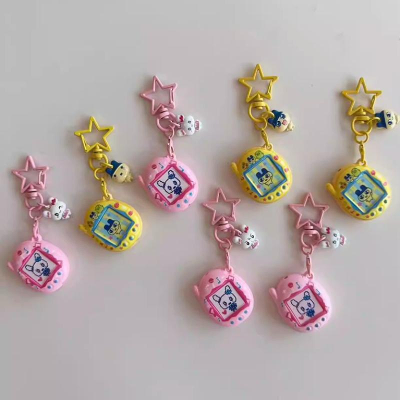 Japan Tamagotchi Charms Mametchi Lovelitchi Cute Pendant Key Ring Creative Bag Charms Collectible Decoration Kids Birthday Gifts Premium Quality