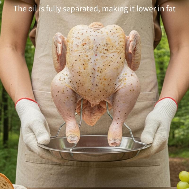 Steel Chicken Vertical Roasting Rack For Outdoor Grilling And Family Gatherings Easy To Clean Multipurpose Cooking Tool