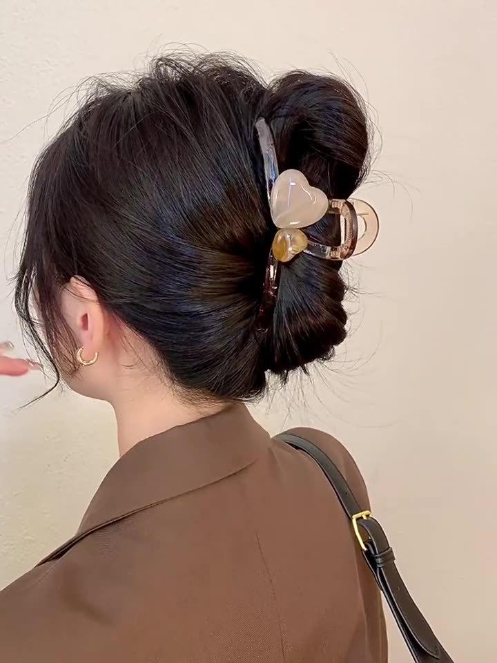 

Корейская акриловая заколка для волос с цветком премиум-класса для женщин - Большая заколка-акула для объемных причесок