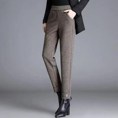 Women's Wool Blend Pants Autumn Winter New Style High Waist Harem Loose Slim Fit Versatile Casual Cropped Ankle