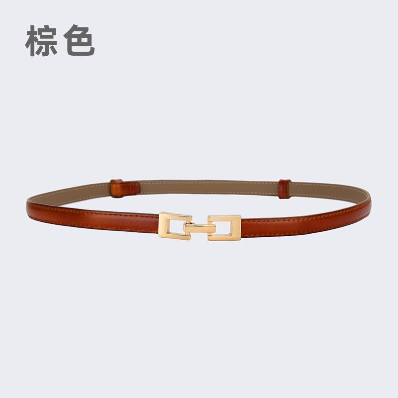 Leather Pair Buckle Adjustable Thin Belt Decoration With Skirt Waist Free Punching Small Belt