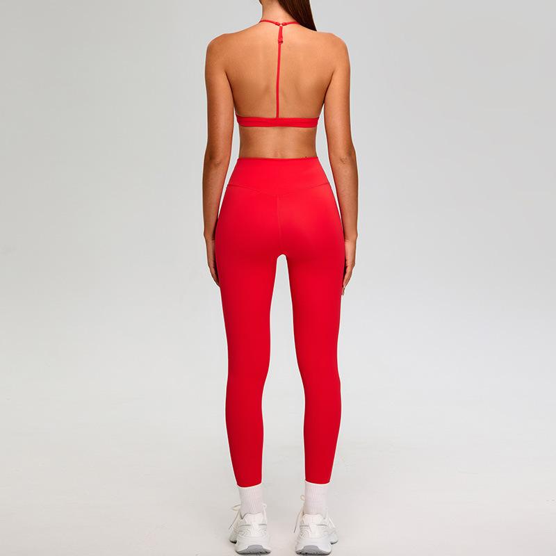 New Tight T-Shaped Back Yoga Suit Set, Elastic High Waist Fitness Suit, Running Speed Drying Fitness Suit