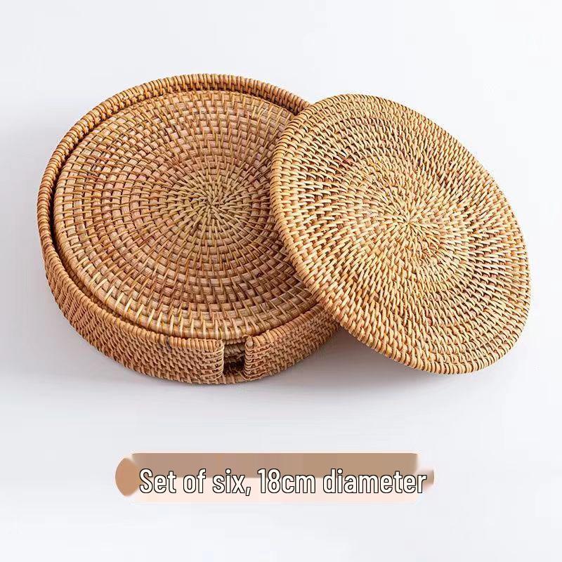 Handgefertigter vietnamesischer Rattan Hitzeschutz-Untersetzer für Ess- und Teegeschirr