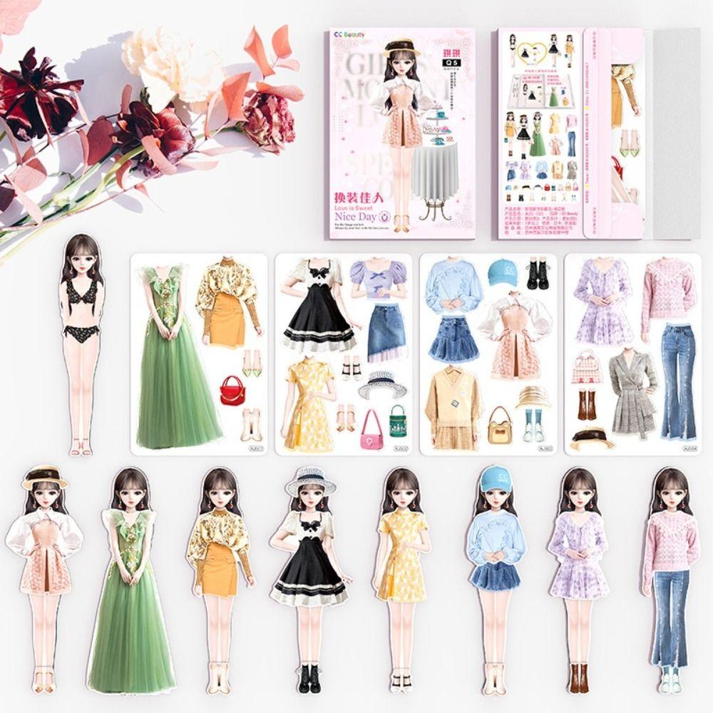 Pretend Play Magnetic Dress Up Dolls Magnet Clothes Girls Princess Stickers  Birthday Gift