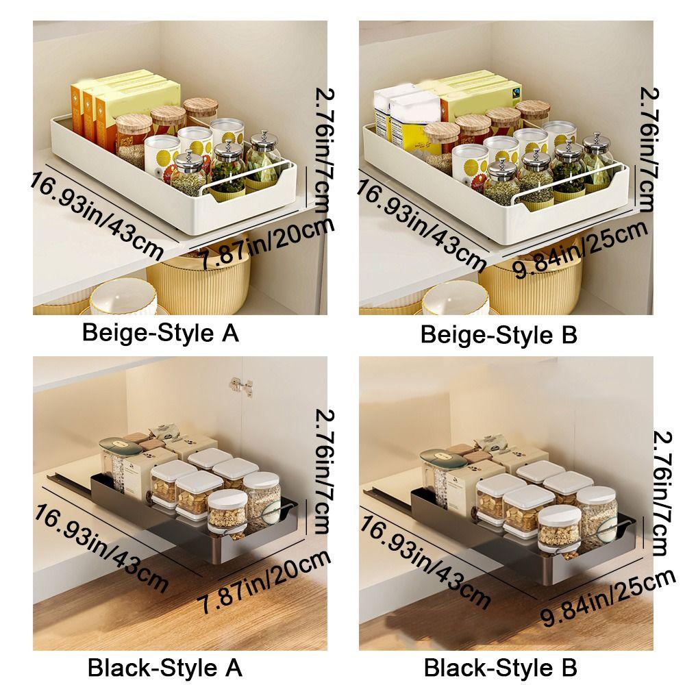 Pull-out Drawer Type Storage Tray Carbon Steel Spice Box Storage Rack Cabinets Organizer  Bathroom