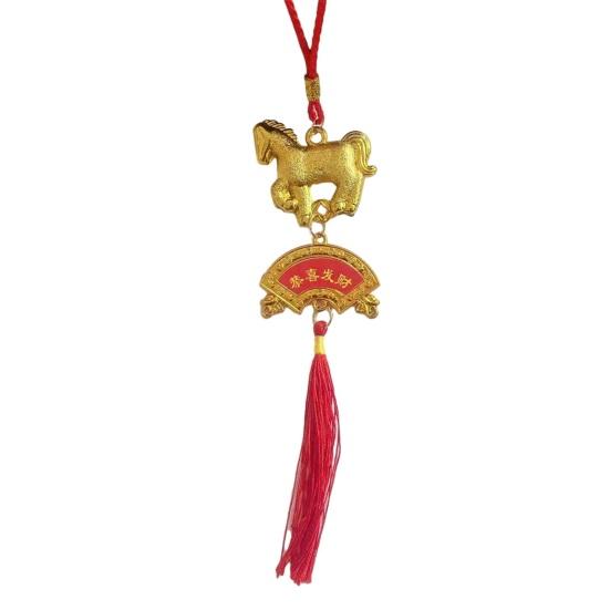 Chinese New Year Decorations 2026 Year of Horse Lucky Feng Shui Charm Zodiac Horse Hanging Tassel Pendant for Fortune Wealth Success Home Car Bonsai