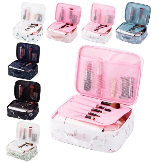 Portable Travel Waterproof Flower Flamingo Cosmetic Bag Mini Wash Pouch Handbag