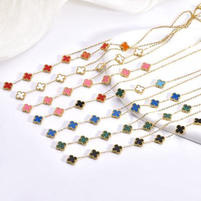 Fashion Four-Leaf Clover Necklace Titanium Steel Double-Sided Lucky Four-Leaf Clover Necklace Necklace Ins Style Women's Necklace Pendant