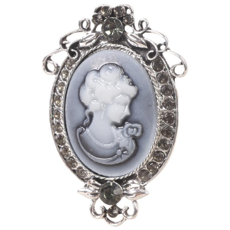 Dateless Lady Portrait Brooch Vintage Inspired Design In Gilded Alloy Fashion Pin Accessories For Dress Decoration