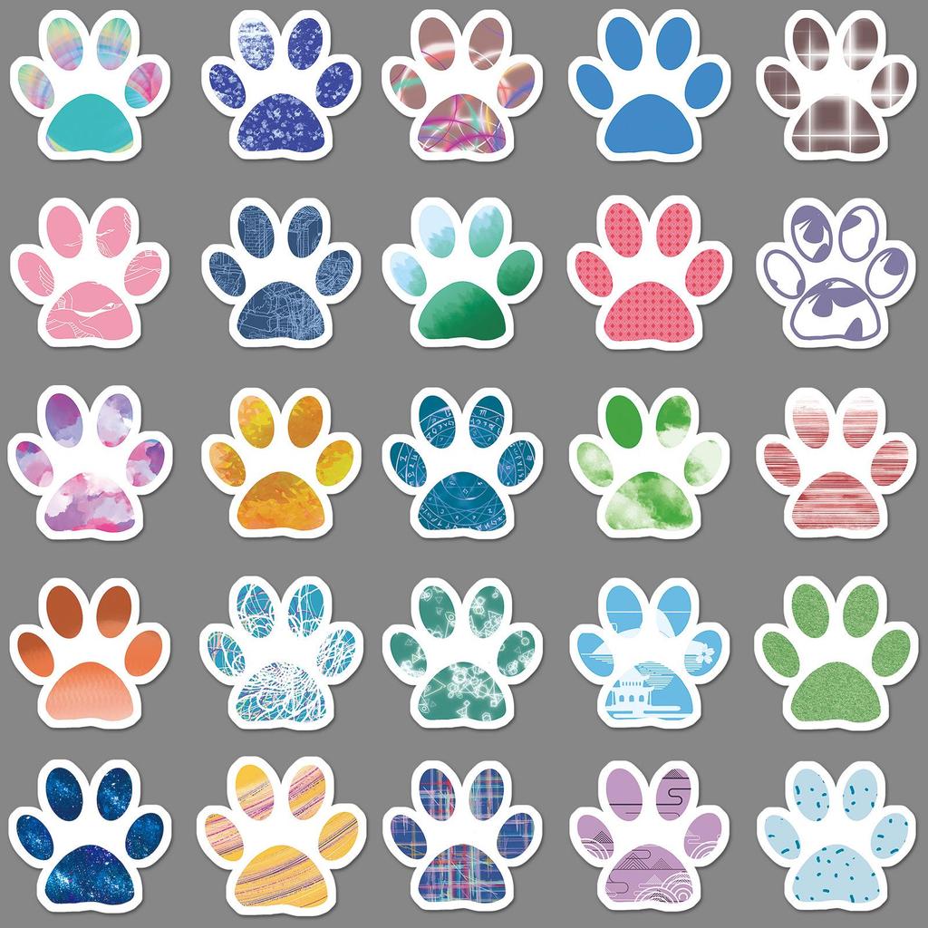 50 Original Dog Paw Print Waterproof Stickers for DIY Phone Cases, Milk Tea Cups, Notebooks – Cute for Kids