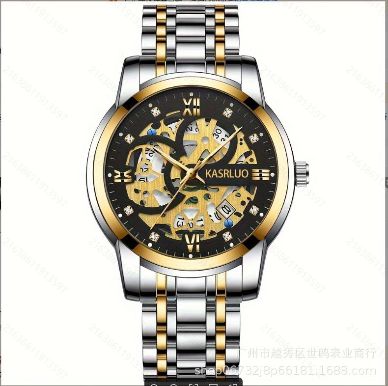 Casaro Automatic Men'S Watch Waterproof Calendar Luminous Tourbillon Trend Hollow Design Non-Mechanical