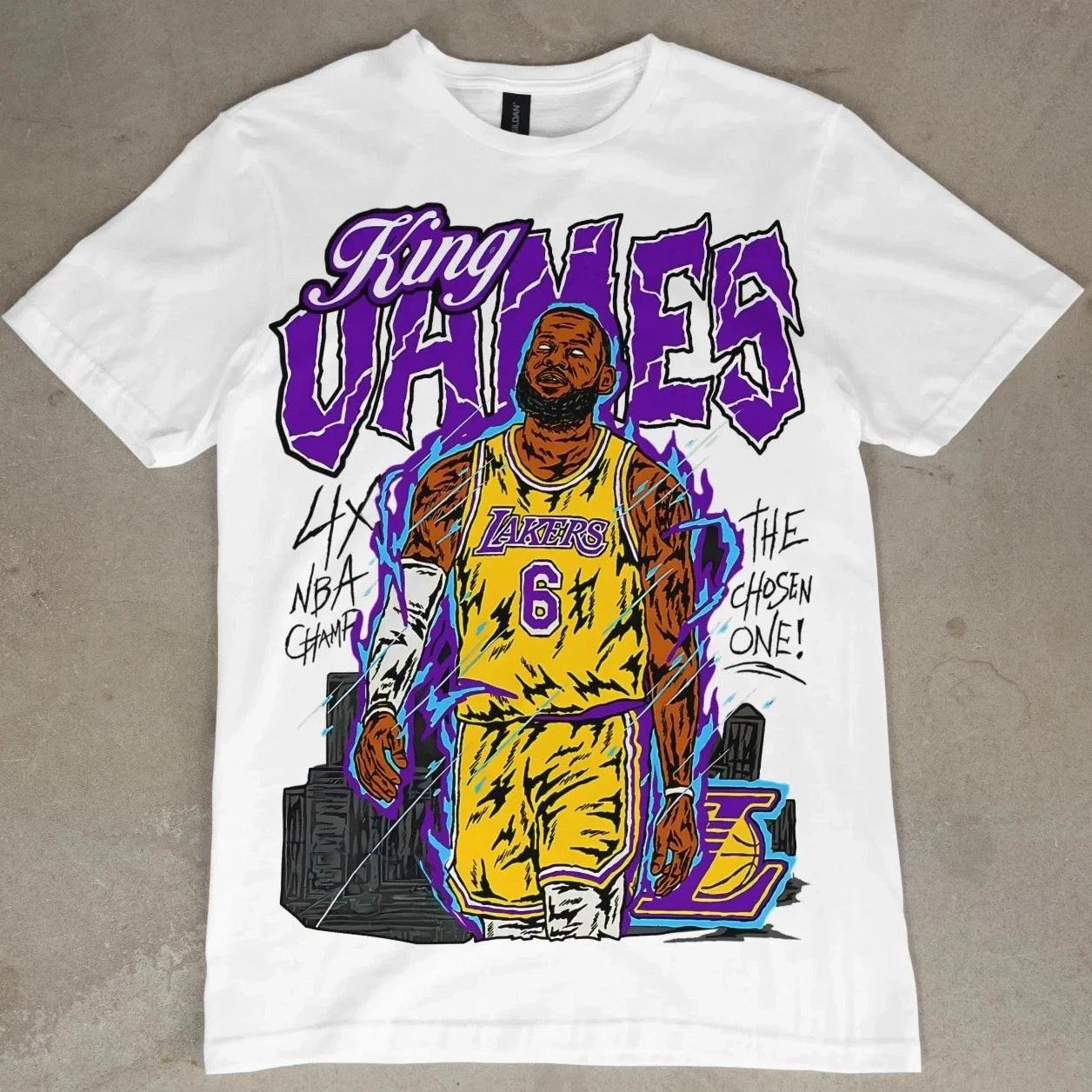 LeBron James Graphic Tee Shirt Vintage Style Basketball T-Shirt NBA Lakers Cavs M
