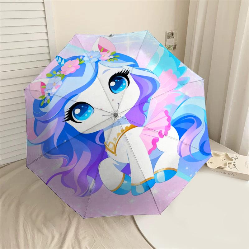 1pc Unicorn Fantasy Pattern Umbrella Design Automatic Opening and Closing Umbrella, High-quality Travel Umbrella, C1128168