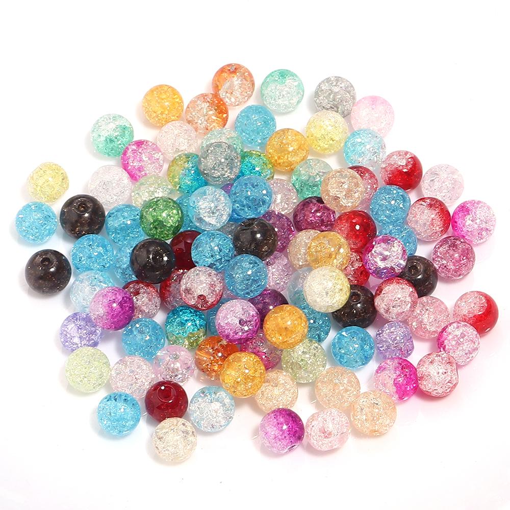 40-80pcs 6/8/10mm Crackle Crystal Beads Colorful Glass Round Loose Spacer Bead For Jewelry Making DIY Necklace Bracelet Supplies