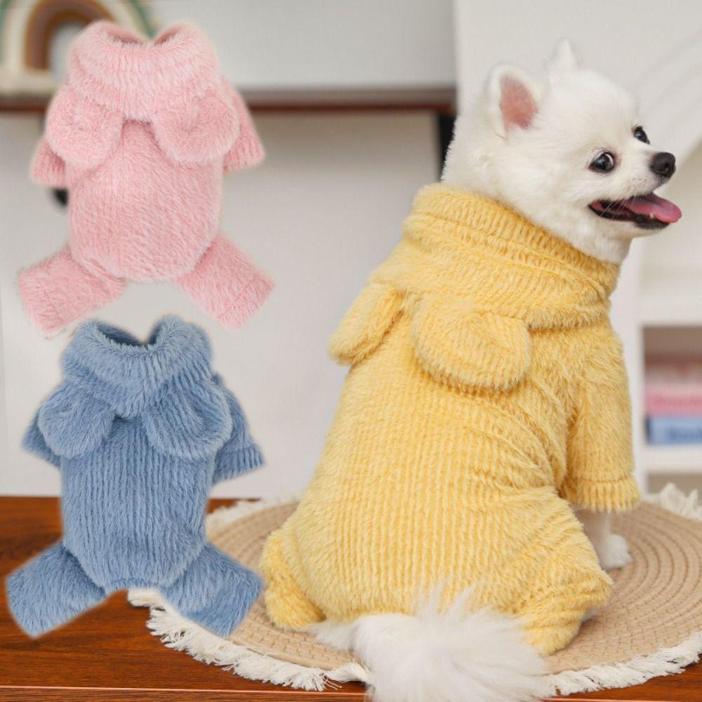 Thick Puppy Winter Overall Hooded Pet Pajamas Cat Hooded Coat Puppy Four-Legged  Outdoor