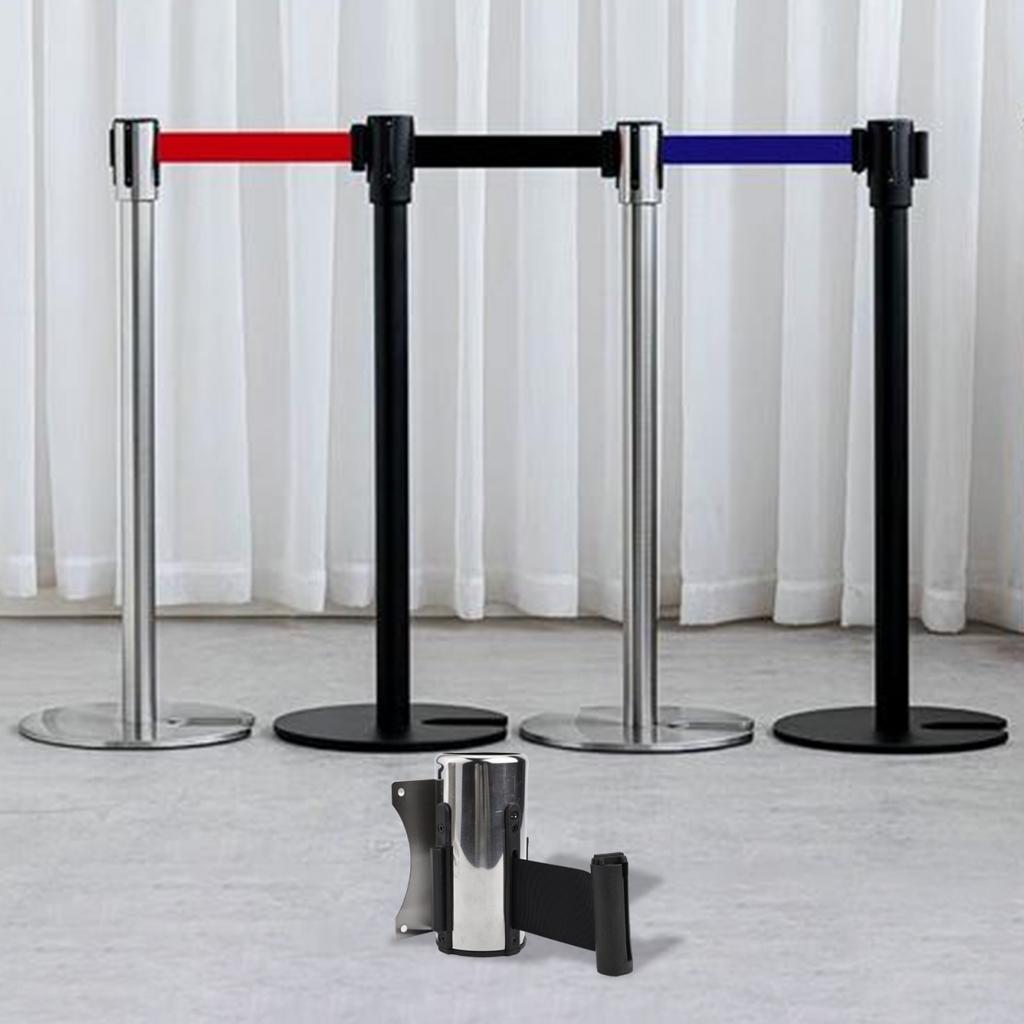 1pc Stainless Stanchion Queue Barrier Wall Mount Crowd Control Retractable Strip