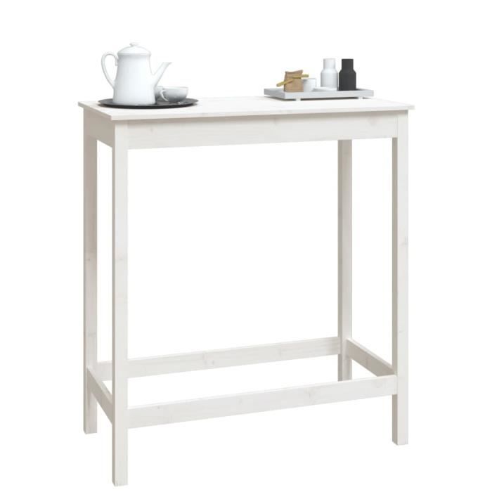 Table de bar - VIDAXL - 100x50x110 cm - Bois massif de pin - Blanc - À monter soi-même