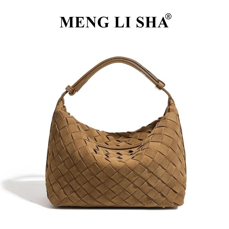 Suede woven lunch box bag retro fashion single shoulder underarm dumpling bag niche fashion high sense portable women's bag