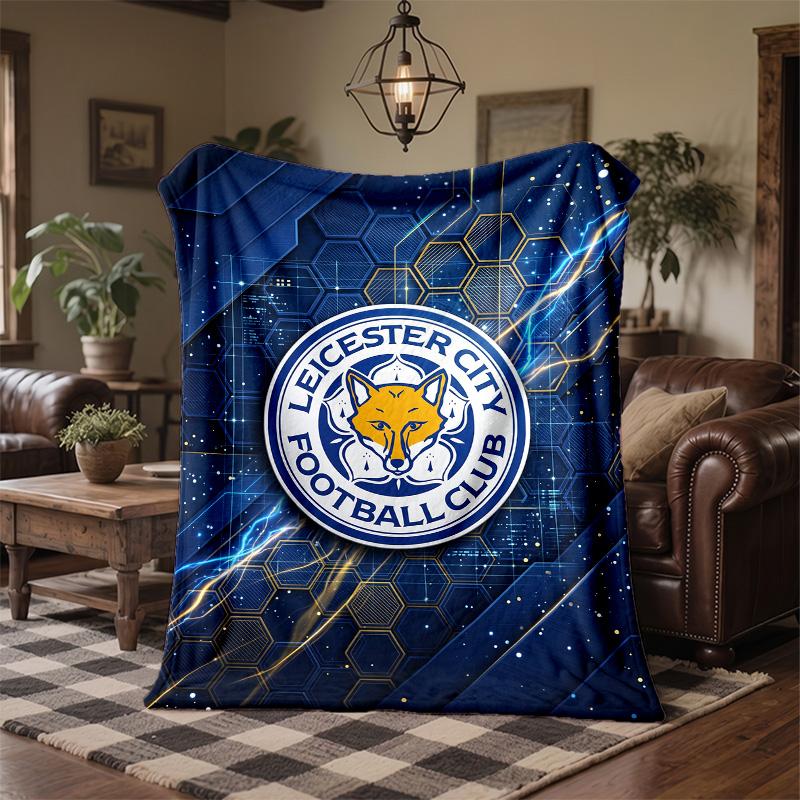 Leicester City Football Print Flannel Blanket Soft Warm Sofa Bed Throw Blanket For Home Office Bedroom