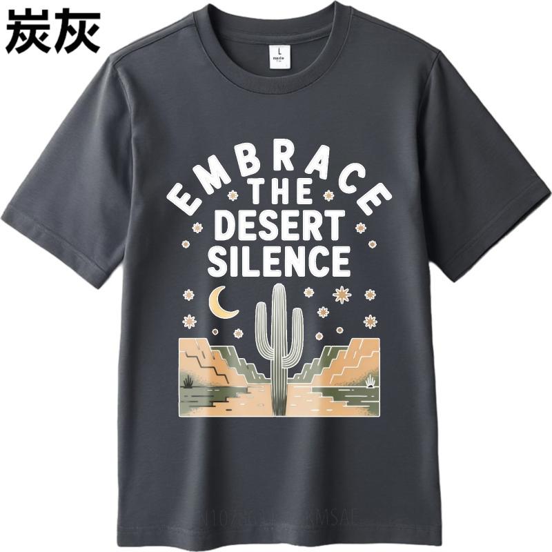 Adult Teenagers Crew Neck Tshirt Casual Embrace The Desert Silence Cactus Moon Stars Mountains Everyday Unisex Top Tees