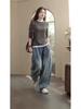 Women's Plus Size Elastic Waist Denim Wide-Leg Harem Pants - Slimming and Casual for Spring and Autumn