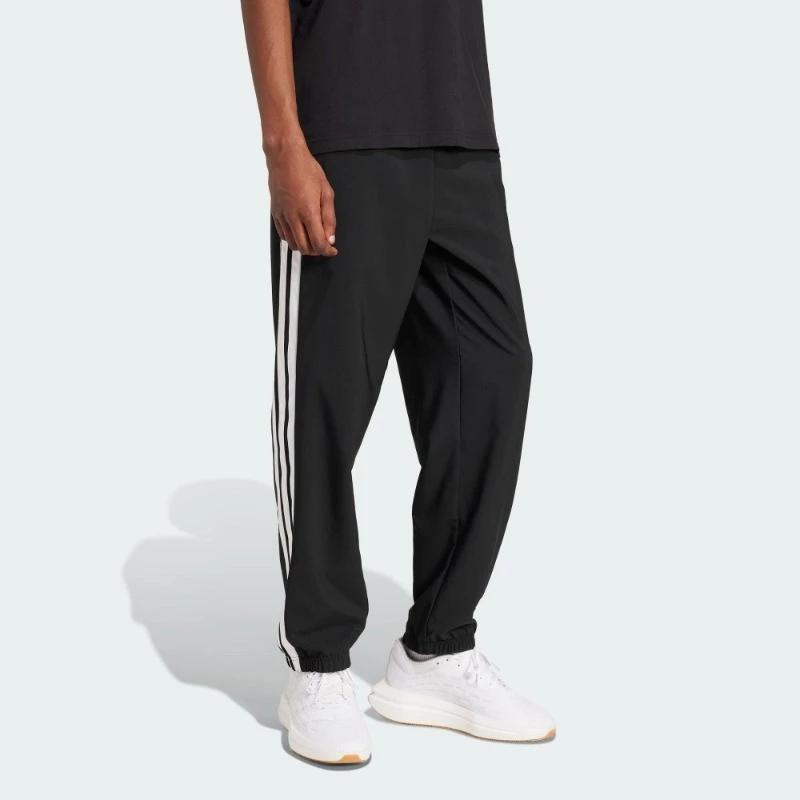 Adidas FW24 Casual Minimalist Striped Sports Trousers Unisex Bottoms Black KA8350