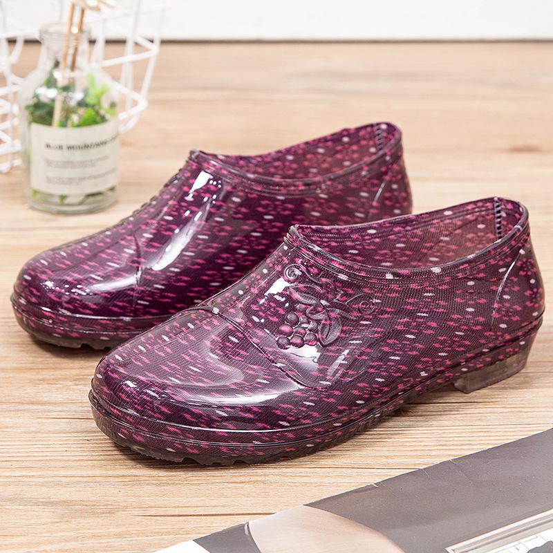 Low-top fashion models, light-mouth waterproof shoes, rain shoes, women's summer kitchen work rubber shoes, water-treading non-slip short overshoes