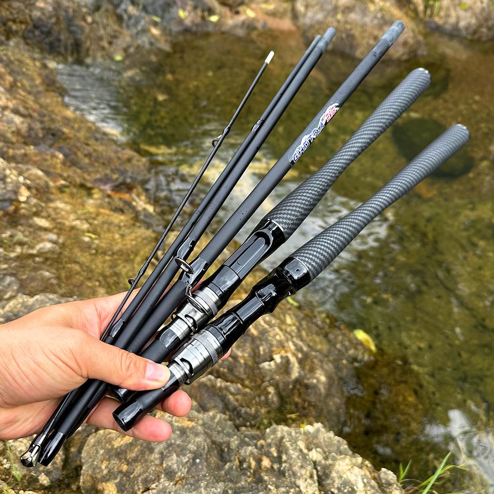 Portable 4 Section 5 Section Fishing Rod 1.8m 2.1m Carbon Fiber Fishing Rod Spinning Rod Carp Fishing Tackle