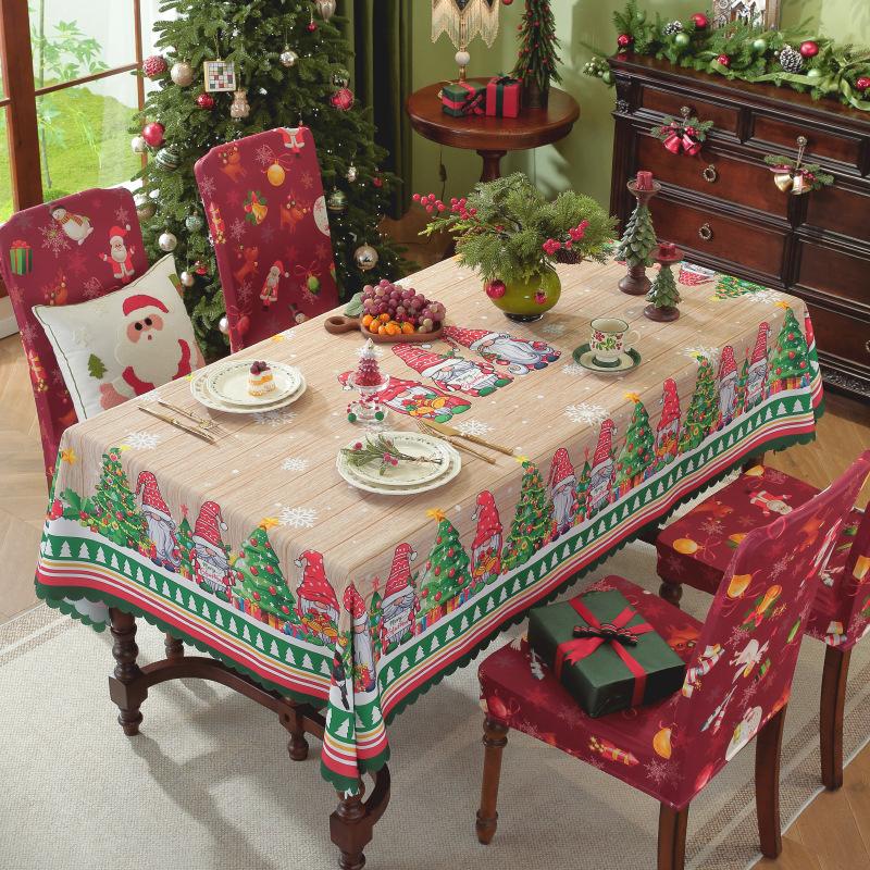 Weihnachtstischdecke Digitaldruck Wasserdicht Feiertags-Esstischdecke für Runde Schreibtischdeko