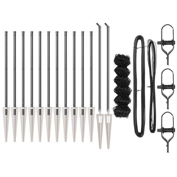 VidaXL Chain Link Fence with 13 Pointed Posts 0.4x25 M Galvanized Steel 3351194