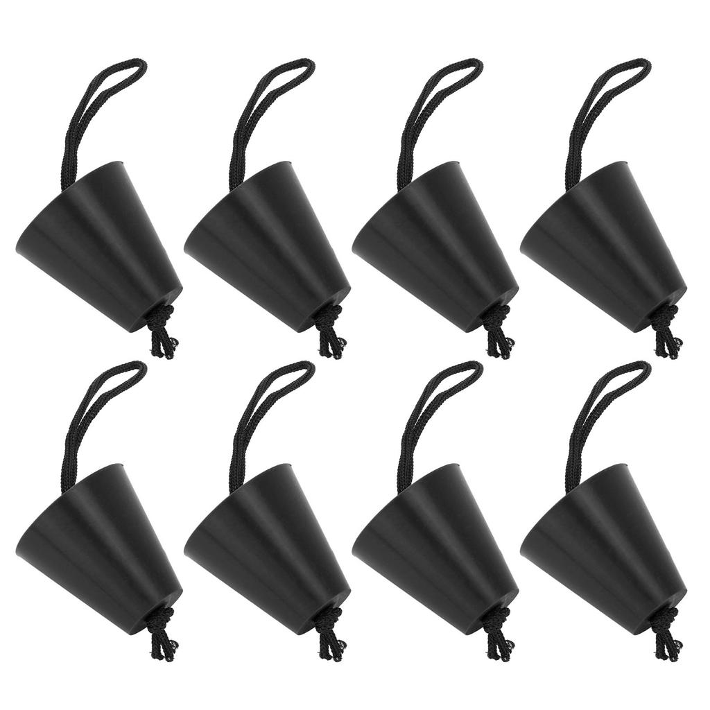 8Pcs Set Kayak Scupper Plug Silicone Drain Hole Bung Stopper with Lanyard for CanoeBlack