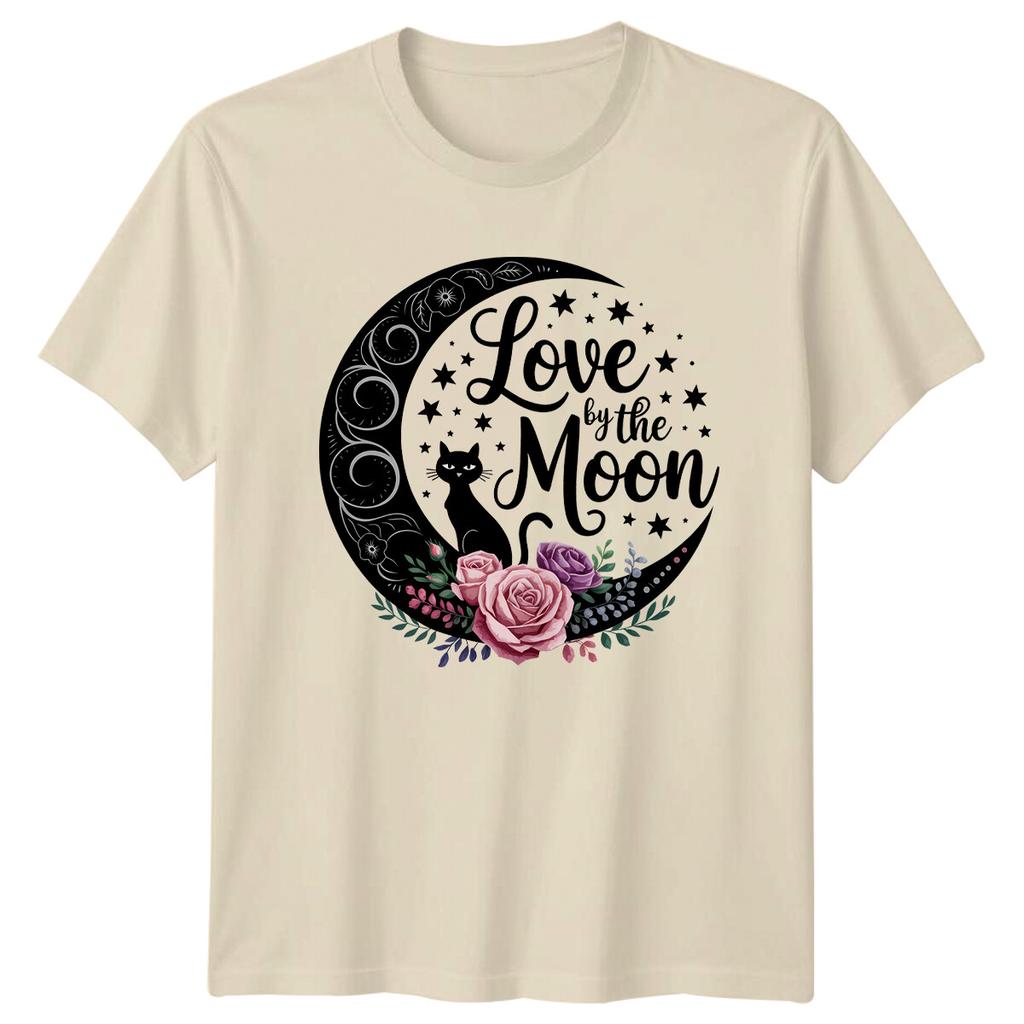 Love By The Moon Cat Boho Celestial Magic TShirt