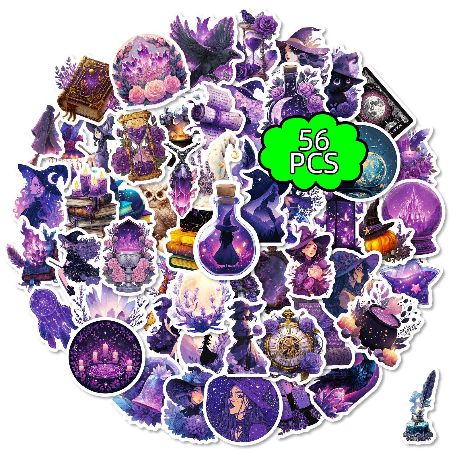 

56 Purple Mysterious Witch Graffiti Stickers Hand Ledger Computer Universal Personality Trend Decorative Stickers