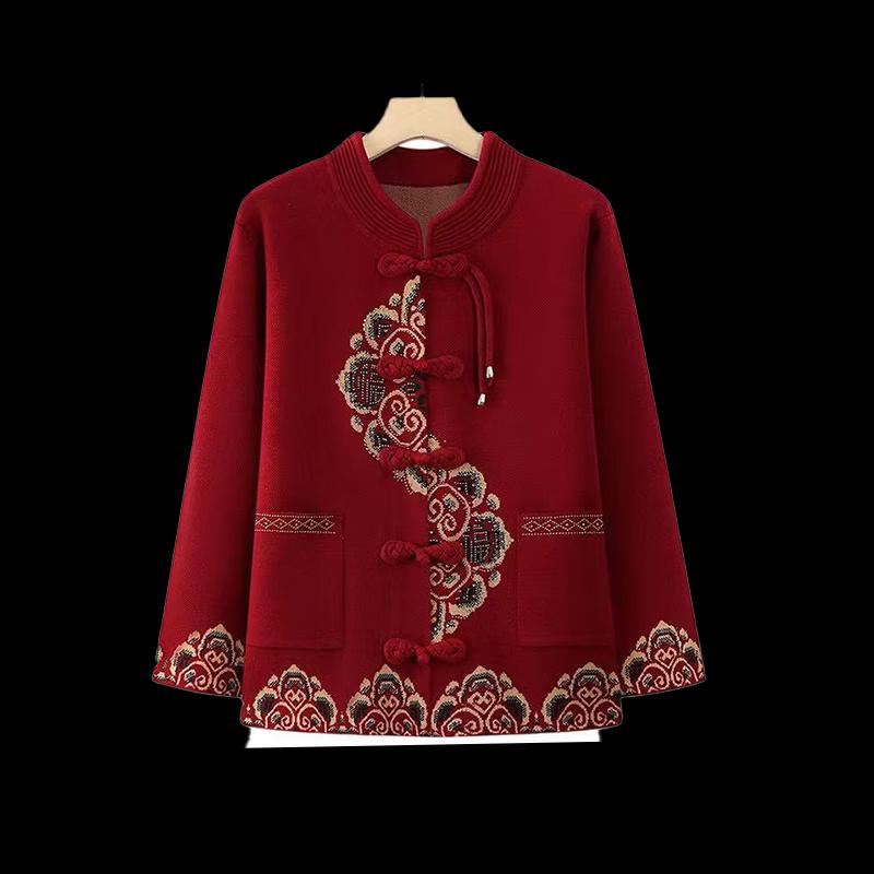 SIFONE Women's Red Embroidered Chinese New Year Tang Suit Jacket